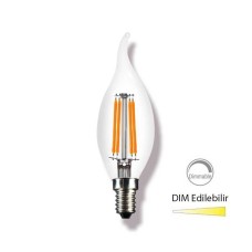 HEKA 4w Dim Edilebilir E14 C35 Kıvrık Mum Rustik Led Ampul