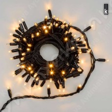 Işık Zinciri 10mt - 100 LED Sabit Işık Siyah Kablolu  IP44 Eklenebilir